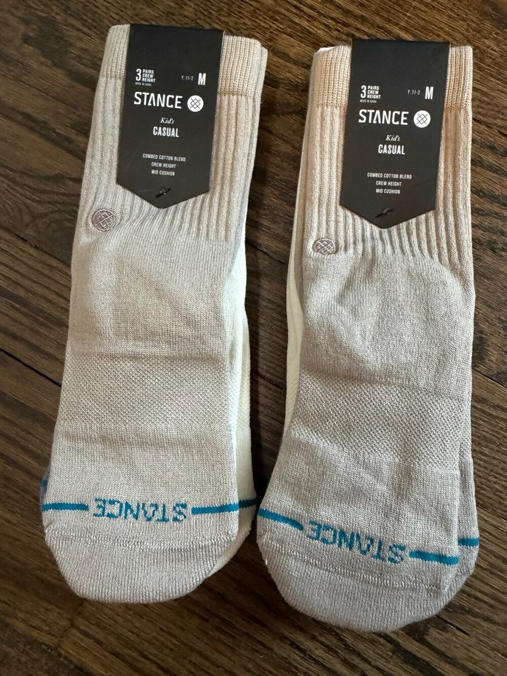 Stance Kids Casual COMBED COTTON BLEND CREW MID CUSHION Socks Youth M 6 Pairs